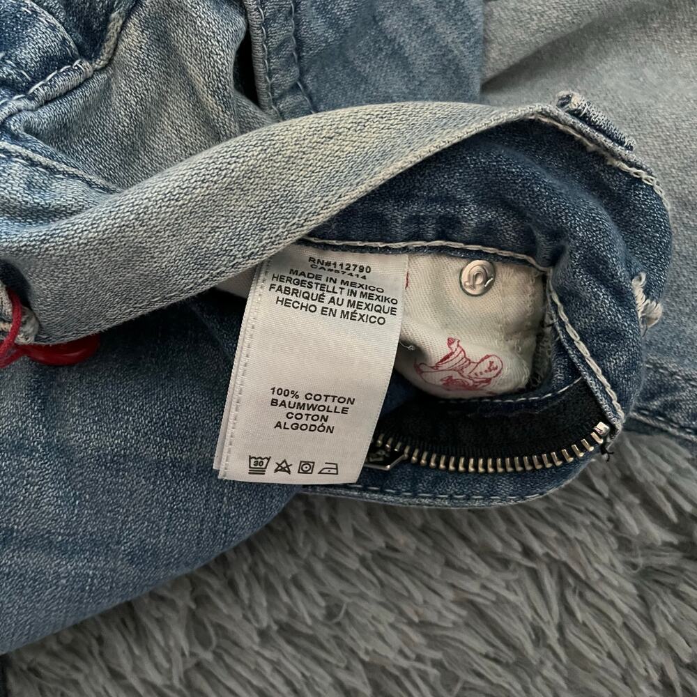 True Religion Straight Flap Roll Blue Jeans Denim Womens 28 - Picture 6 of 8